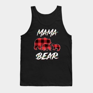 Mama Bear Red Plaid Christmas Pajama Matching Family Gift Tank Top